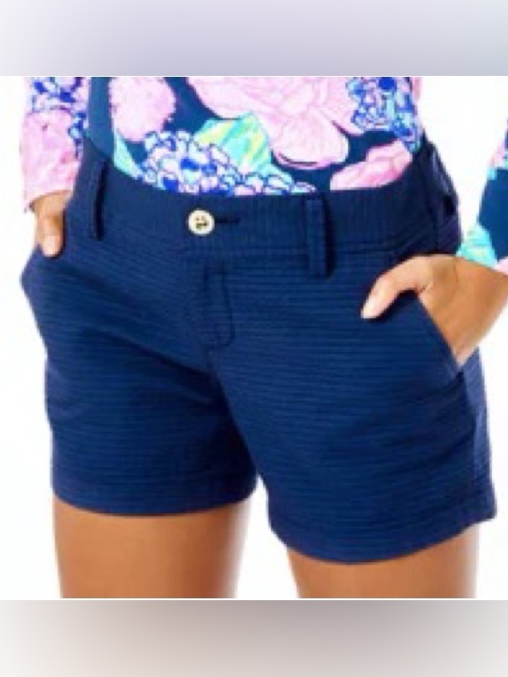 Lilly Pulitzer Navy Blue Textured Callahan Shorts Sz 2